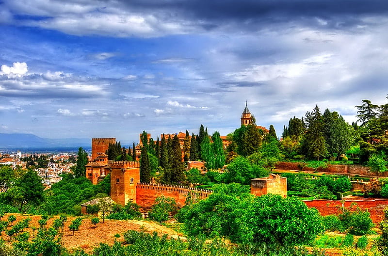 Alhambra Granada, Spain, castle, Andalusia, HD wallpaper
