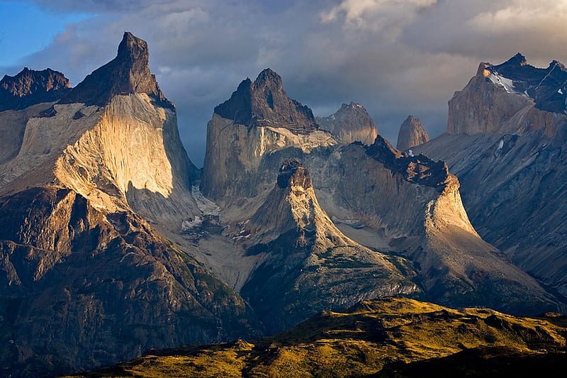 Torres Del Paine Sunrise, National Park, Chile, peaks, Patagonia, clouds, HD wallpaper