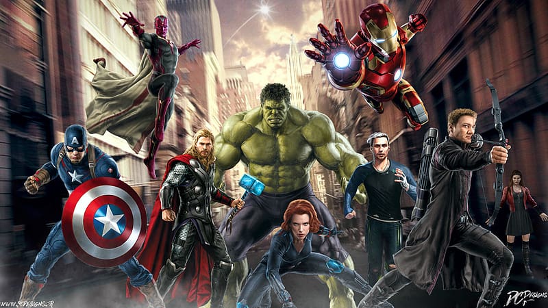 Hulk, Iron Man, Captain America, Movie, Thor, Black Widow, Hawkeye, Vision  (Marvel Comics), HD wallpaper | Peakpx