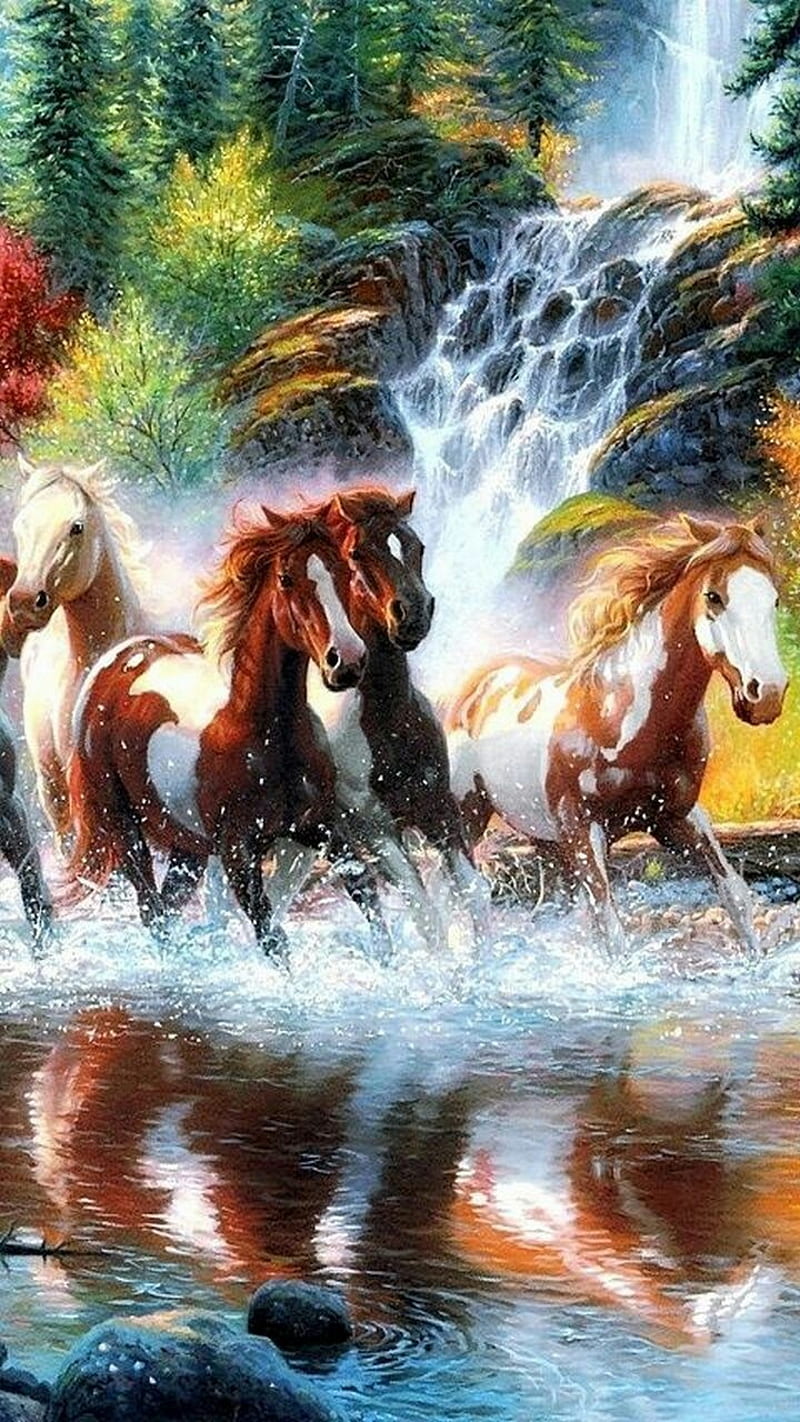Horse With No Name, horses, animals, waterfalls, waterfall, scenes, fall,  scenery, HD phone wallpaper | Peakpx