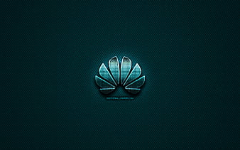 Huawei glitter logo, creative, metal grid background, Huawei logo ...