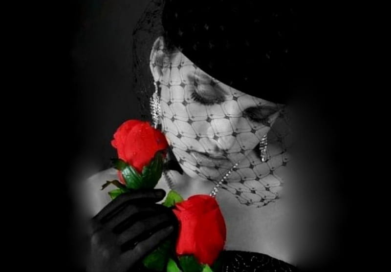 Loss of someone, , expression, sad, new, color, roses, woman, HD wallpaper