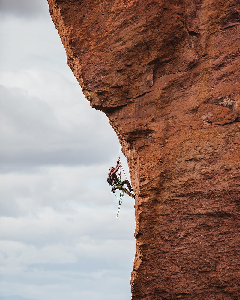 rock climber, rock, peak, extreme, sky, HD phone wallpaper