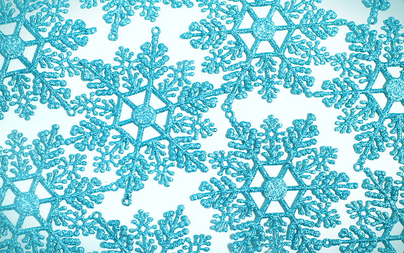 blue snowflakes, macro, blue snowflakes background, snowflakes patterns, blue winter background, winter backgrounds, snowflakes, background with snowflakes, HD wallpaper