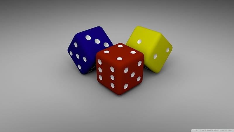 coloured dice, yellow, red, dice, blue, HD wallpaper