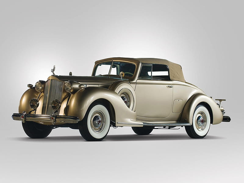 Luxury 1938 Packard Twelve Convertible Coupe, Convertible, Luxury Car, 1938 Packard Twelve Convertible Coupe, Chrome, Elegant, Rumble Seat, White Walls, 2 Door, HD wallpaper