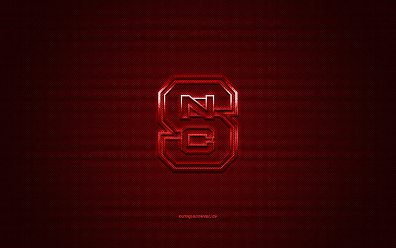 NC State Wolfpack logo, American football club, NCAA, red logo, red carbon fiber background, American football, Raleigh, North Carolina, USA, NC State Wolfpack, HD wallpaper