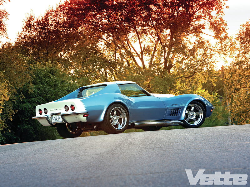 72 Sting-Ray, gm, pipes, vette, blue, HD wallpaper