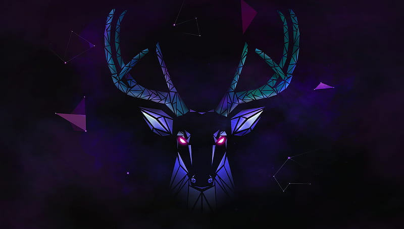 low poly, deer, horns, triangles, Abstract, HD wallpaper