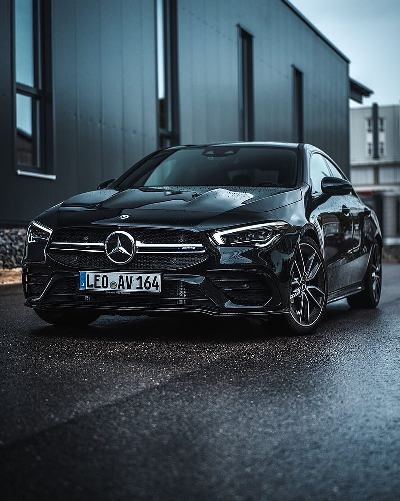 Mercedes, amg, black, cla, coupe, star, HD phone wallpaper