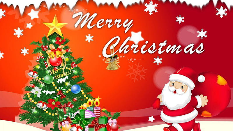 Santa Claus Merry Christmas Tree Decorations Greeting Card Santa Claus, HD wallpaper
