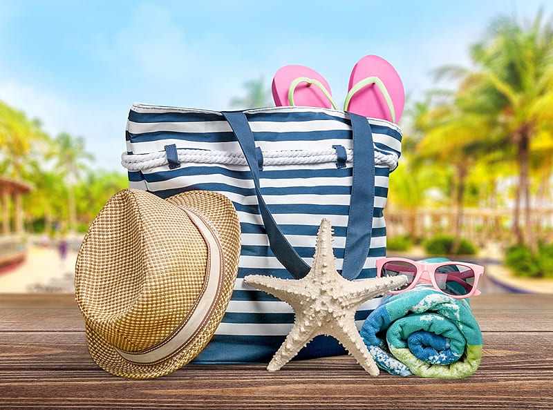 Summer Beach, Starfish, Bag, Towel, Hat, HD wallpaper | Peakpx