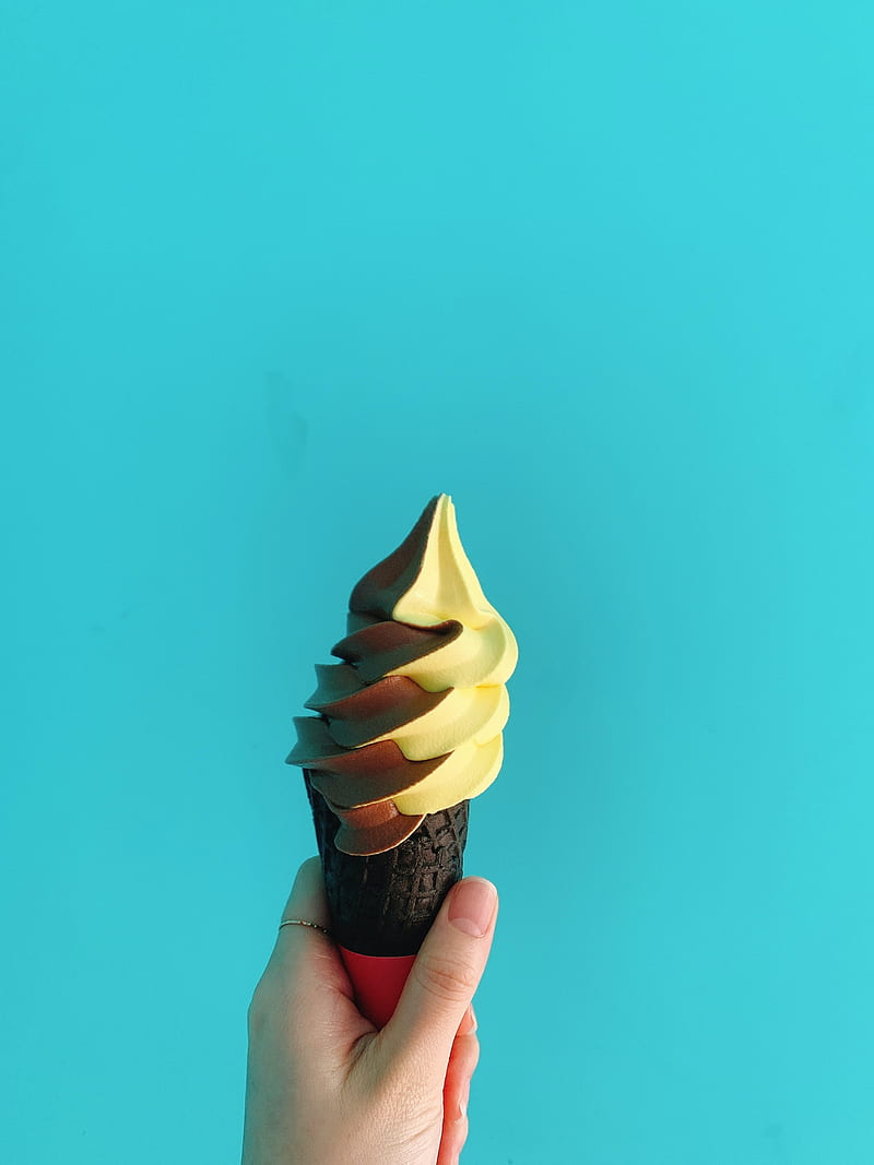 cone ice cream, ice cream, hand, background, HD phone wallpaper