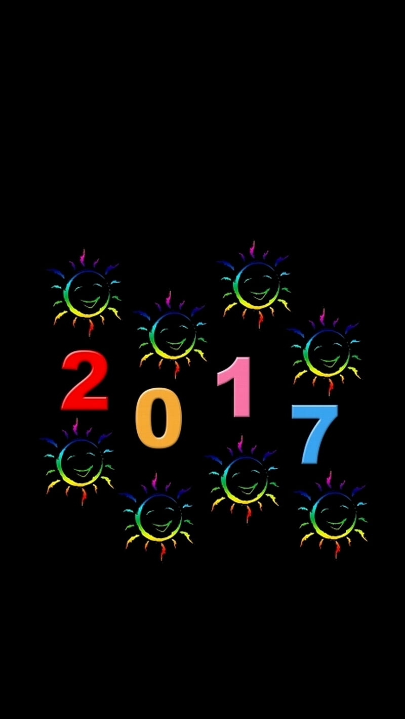 New year 2017, 2017, colorful, happy, holidays, new, season, suns, year, HD phone wallpaper