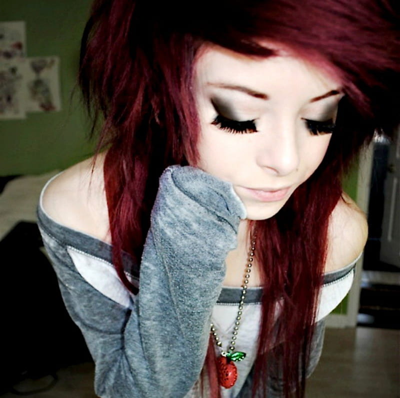 sad emo girl red hair