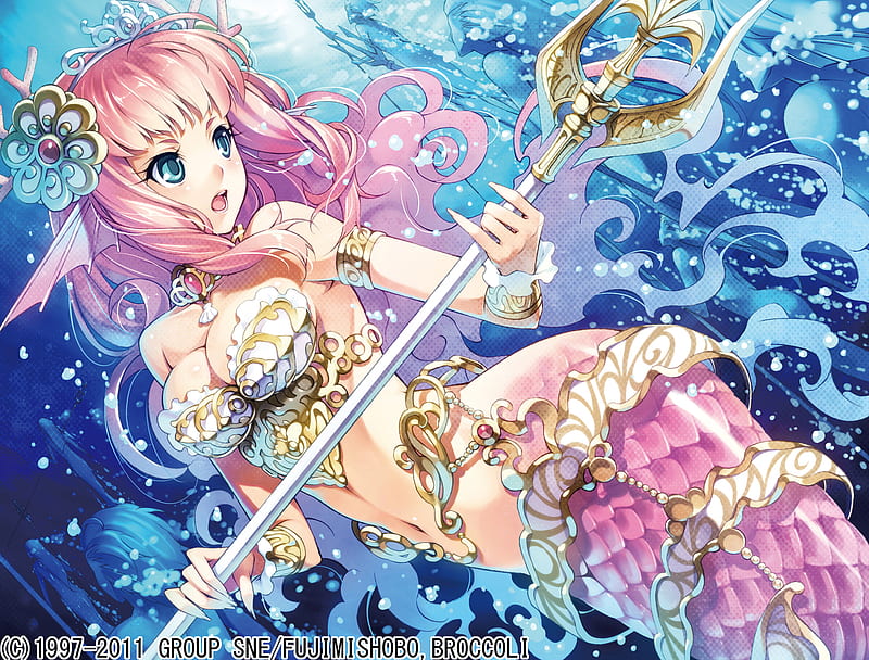 mermaid, cute, pink, girl, anime, HD wallpaper