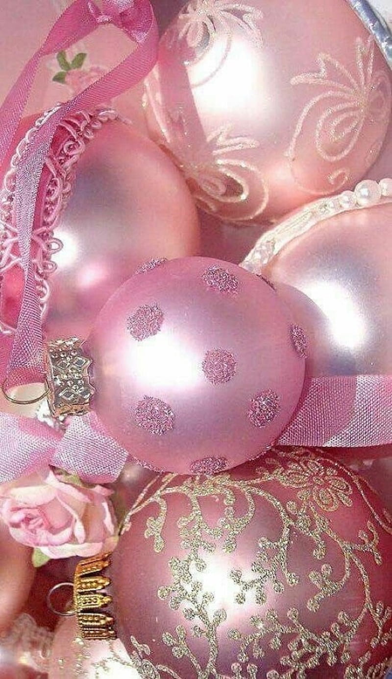 Navidad, bolas, lindo, oro, patrón, rosa, navidad, Fondo de pantalla de  teléfono HD | Peakpx