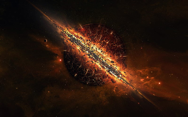 Sci-fi Space Art-Loca Infernorum- Planet Explosion Sci-fi Art, HD wallpaper