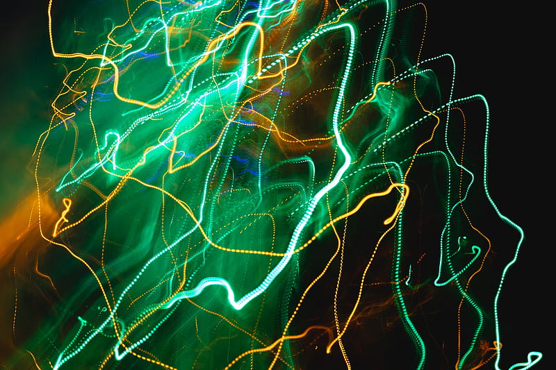 lines, intermittent, glow, green, HD wallpaper
