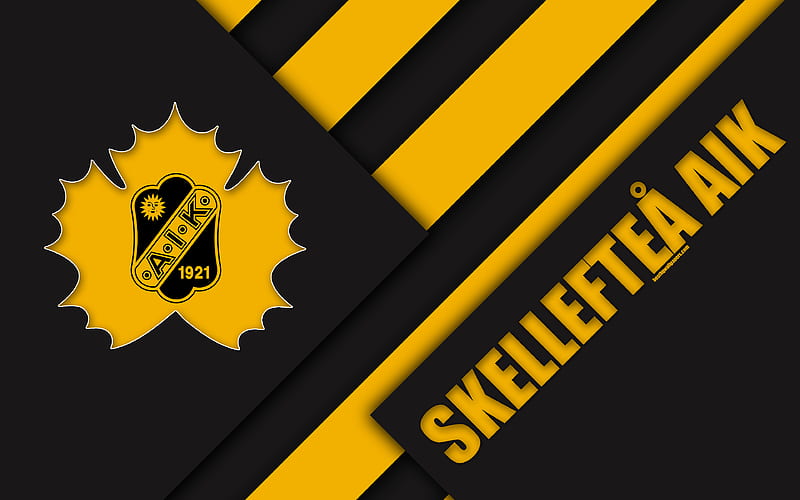 Skellefteå AIK Sweden, SHL, logo, material design, Swedish hockey club, yellow black abstraction, Skellefteå, Swedish hockey league, HD wallpaper