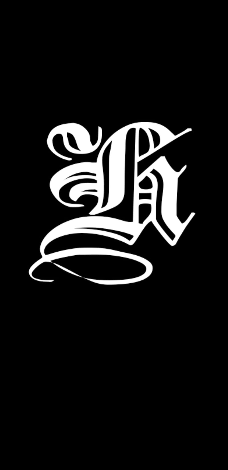 old english h, old english, letter, black, white, HD phone wallpaper