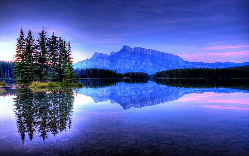 Heure Bleue, pristine, clear, dusk, bonito, peaceful, r, mirror, evening, reflections, gorgeous, HD wallpaper