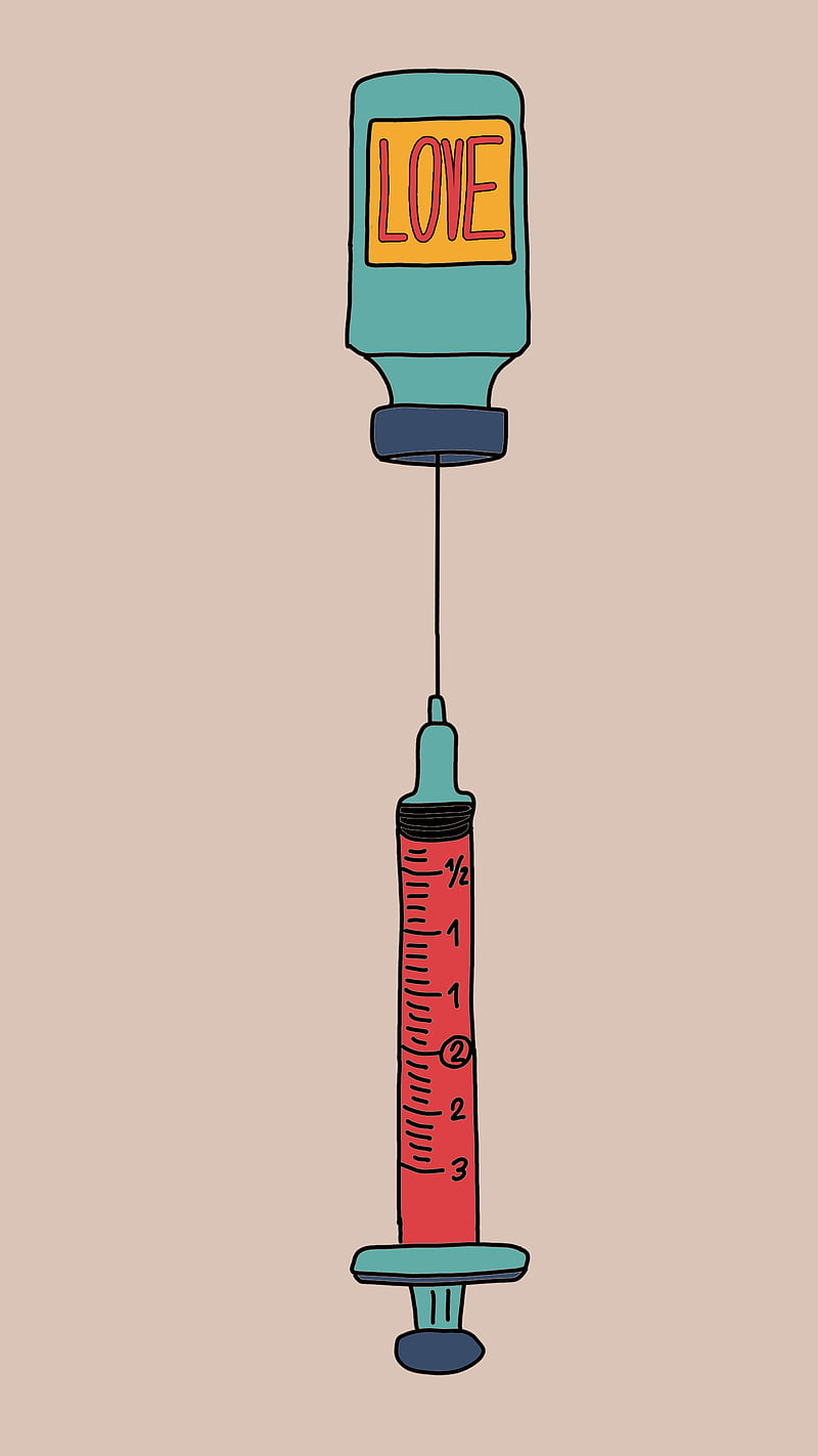 love injection , drawing, hand, injection, inspirational, love, love yourself, motivation, pop art, popular, HD phone wallpaper