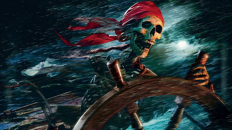 pirates of the caribbean, skeleton, helm, caribbean, pirate, HD wallpaper