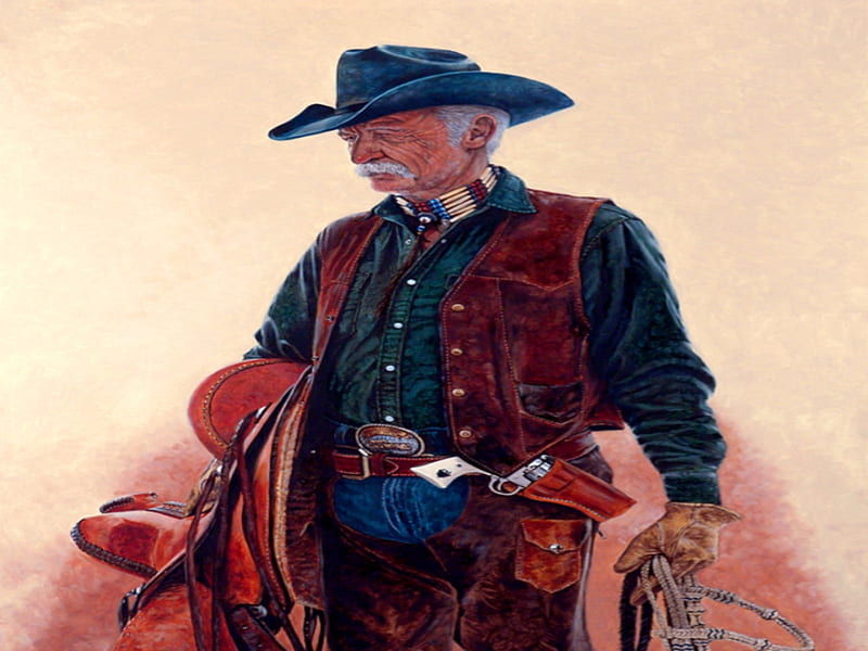 Cowboy, Rope, Saddle, Man, Hat, Vest, HD wallpaper | Peakpx