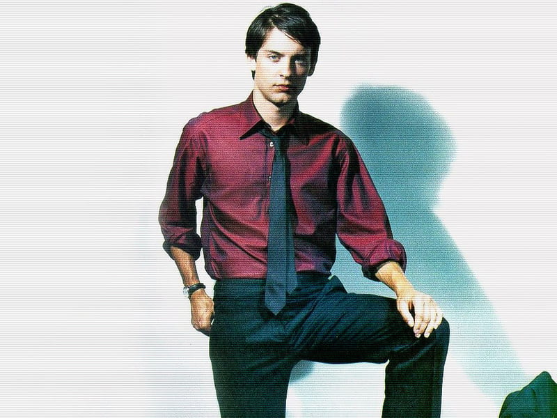 Tobey Maguire, cute, red, cool, hot, black, man, sexy, HD wallpaper