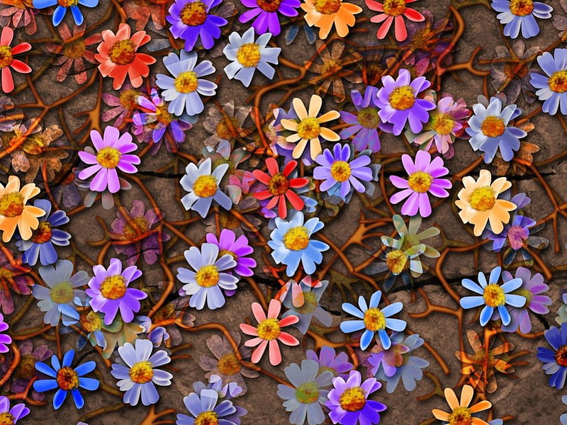 Floral Cover, art, flowers, ground cover, abstract, HD wallpaper
