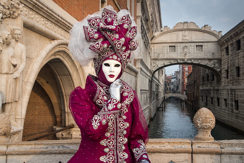 graphy, Carnival of Venice, Bridge Of Sighs, Carnival, Costume, Italy, Venice, HD wallpaper