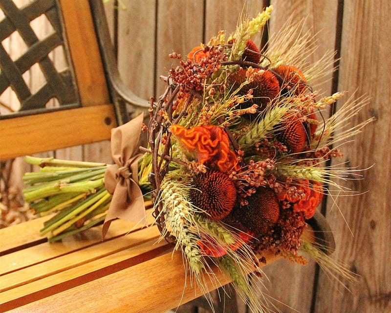 Fall Bouquet, flowers, autumn, season, dried, HD wallpaper
