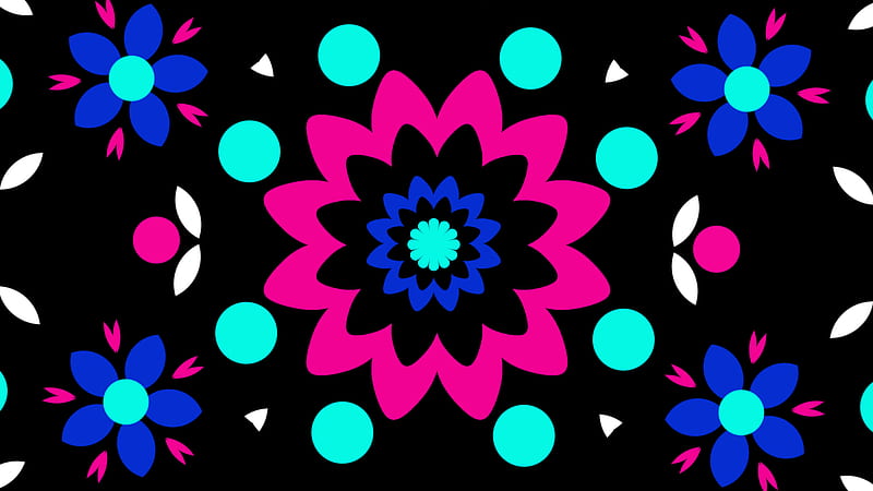 Flowers, Flower, Circle, Colorful, Digital Art, Shapes, HD wallpaper