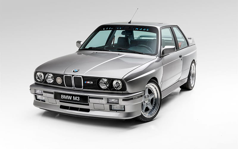 BMW M3, E30, silver coupe, retro cars, silver M3 E30, german cars, BMW, HD wallpaper