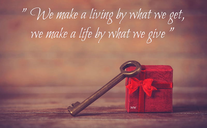Gift, give, life, quotes, sayings, words, key, living, HD wallpaper