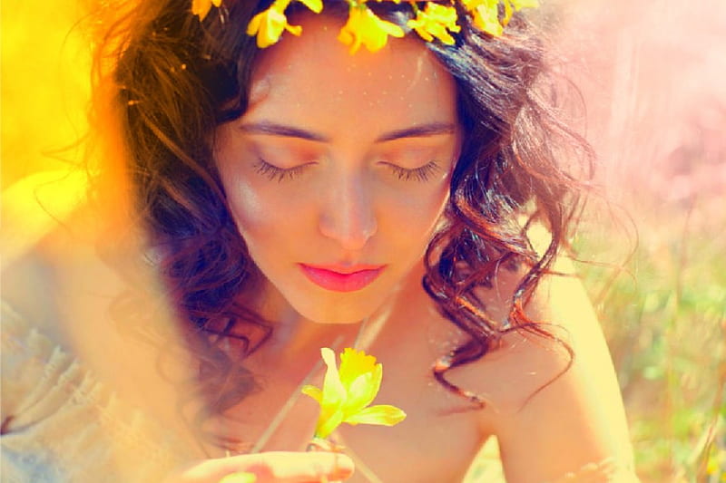 Time for me, hair, mujer, flowers, nature, bonito, flowers, woman, HD