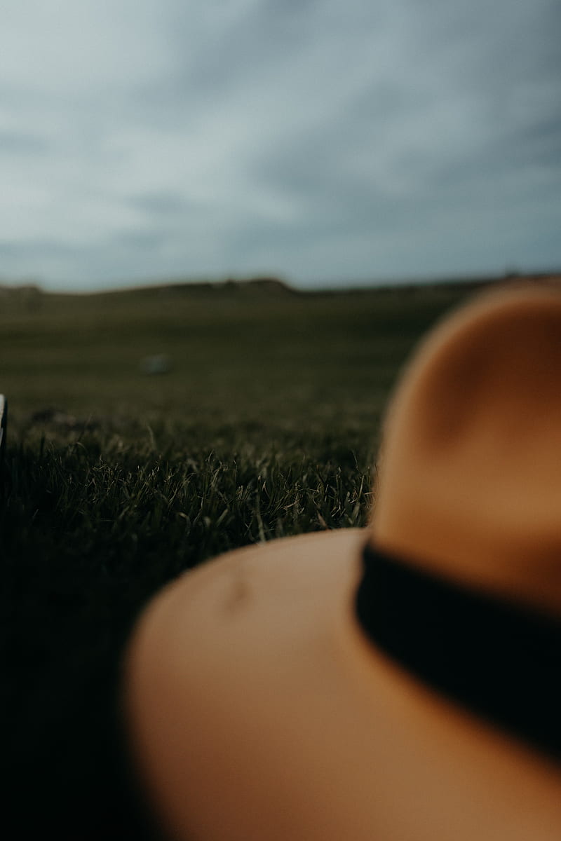 hat, brown, grass, lawn, HD phone wallpaper