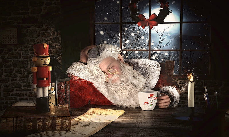 Santa On CHRISTMAS Eve , emtions, holiday, christmas, Santa claus, white beard, HD wallpaper