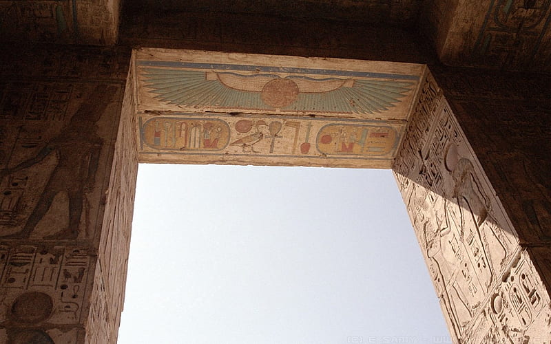 Egyptian Doorway, temple, gateway, ancient, Egypt, HD wallpaper