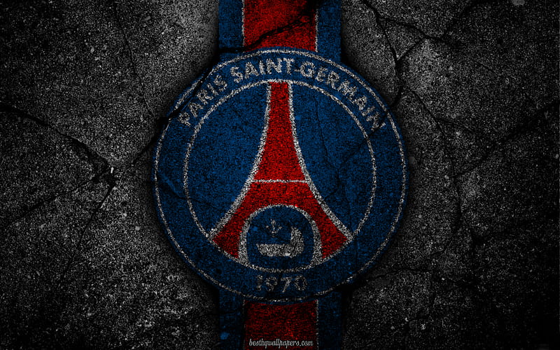 PSG, logo, Paris Saint-Germain, art, Liga 1, soccer, football club, Ligue 1, grunge, PSG FC, HD wallpaper