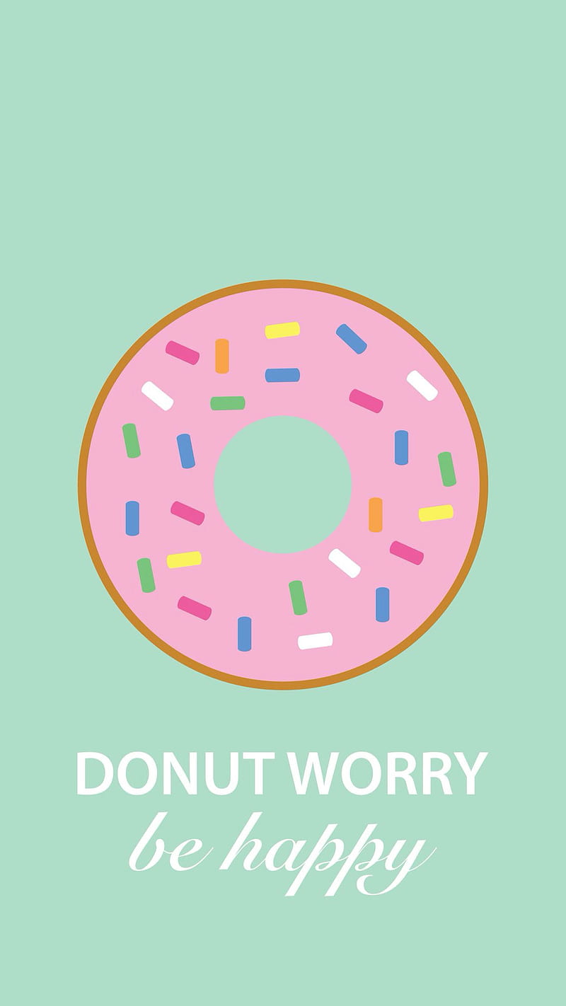 Be Happy, cartoon, donut, funny, saying, HD phone wallpaper | Peakpx