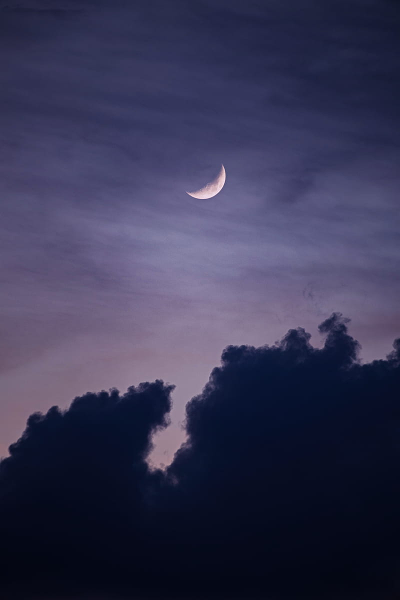 moon, clouds, sky, cloudy, HD phone wallpaper