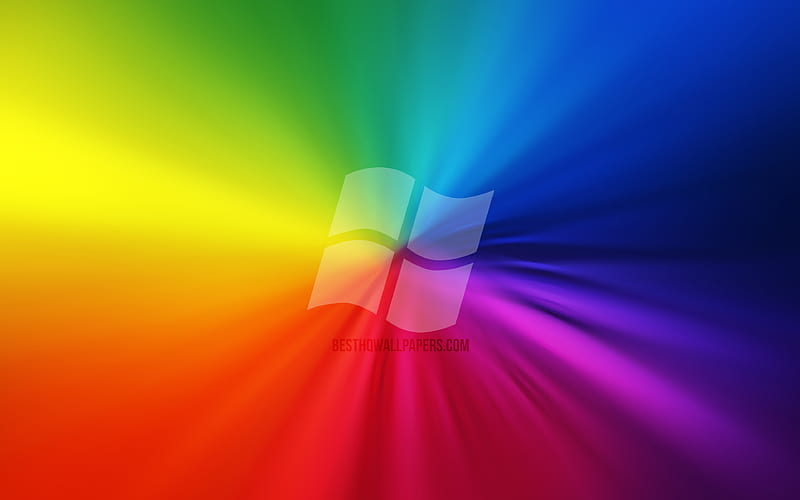 Windows logo, vortex, rainbow backgrounds, creative, operating systems, Microsoft Windows, artwork, Windows, HD wallpaper