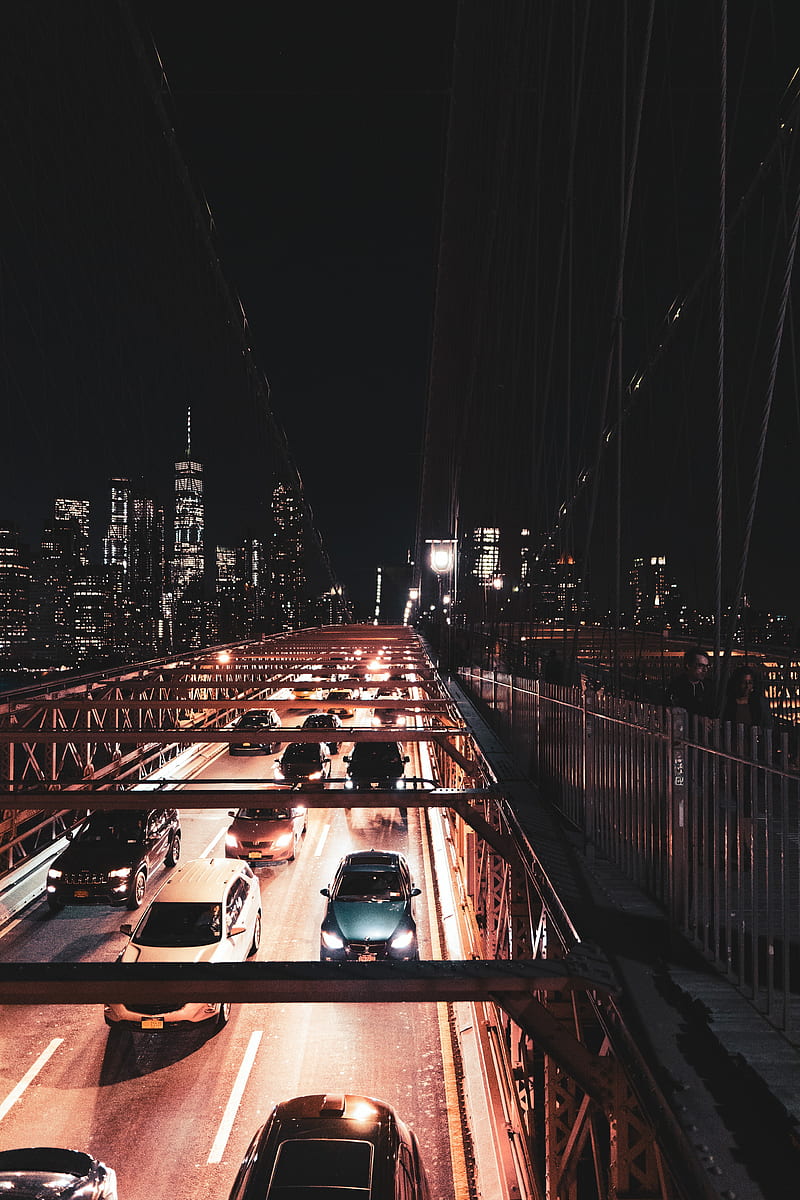 night city, city, bridge, road, carros, HD phone wallpaper