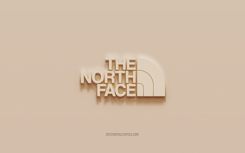 The North Face logo, brown plaster background, The North Face 3d logo, brands, The North Face emblem, 3d art, The North Face, HD wallpaper