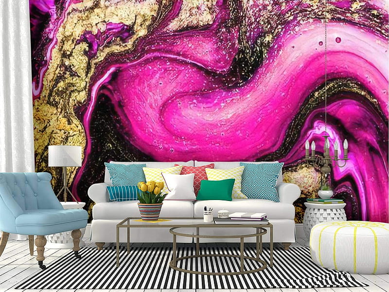 Wall Mural Fuchsia and gold colors art painting geode artist work of art Fuchsia Peel and Stick Self Adhesive Large Wall Sticker Removable Vinyl Film Roll Shelf Paper Home, Artist Paintings, HD wallpaper