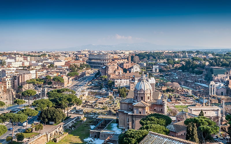 Rome, Colosseum, panorama, beautiful city, summer, Italy, HD wallpaper