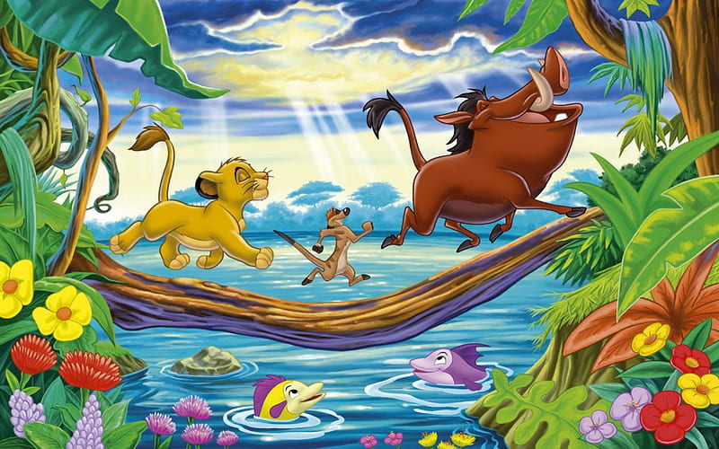 The Lion King, Timon, Disney, Cartoon, Simba, Lion King, Pumba, HD wallpaper