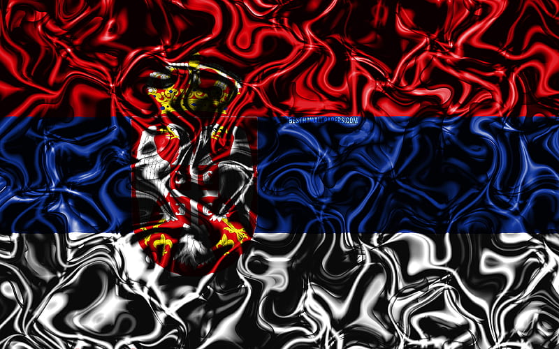 Flag of Serbia, abstract smoke, Europe, national symbols, Serbian flag, 3D art, Serbia 3D flag, creative, European countries, Serbia, HD wallpaper
